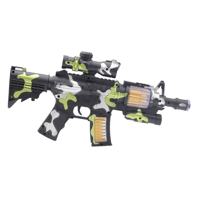 Big Machine Gun Toy with Scope, Flashing Lights and Sounds for Kids