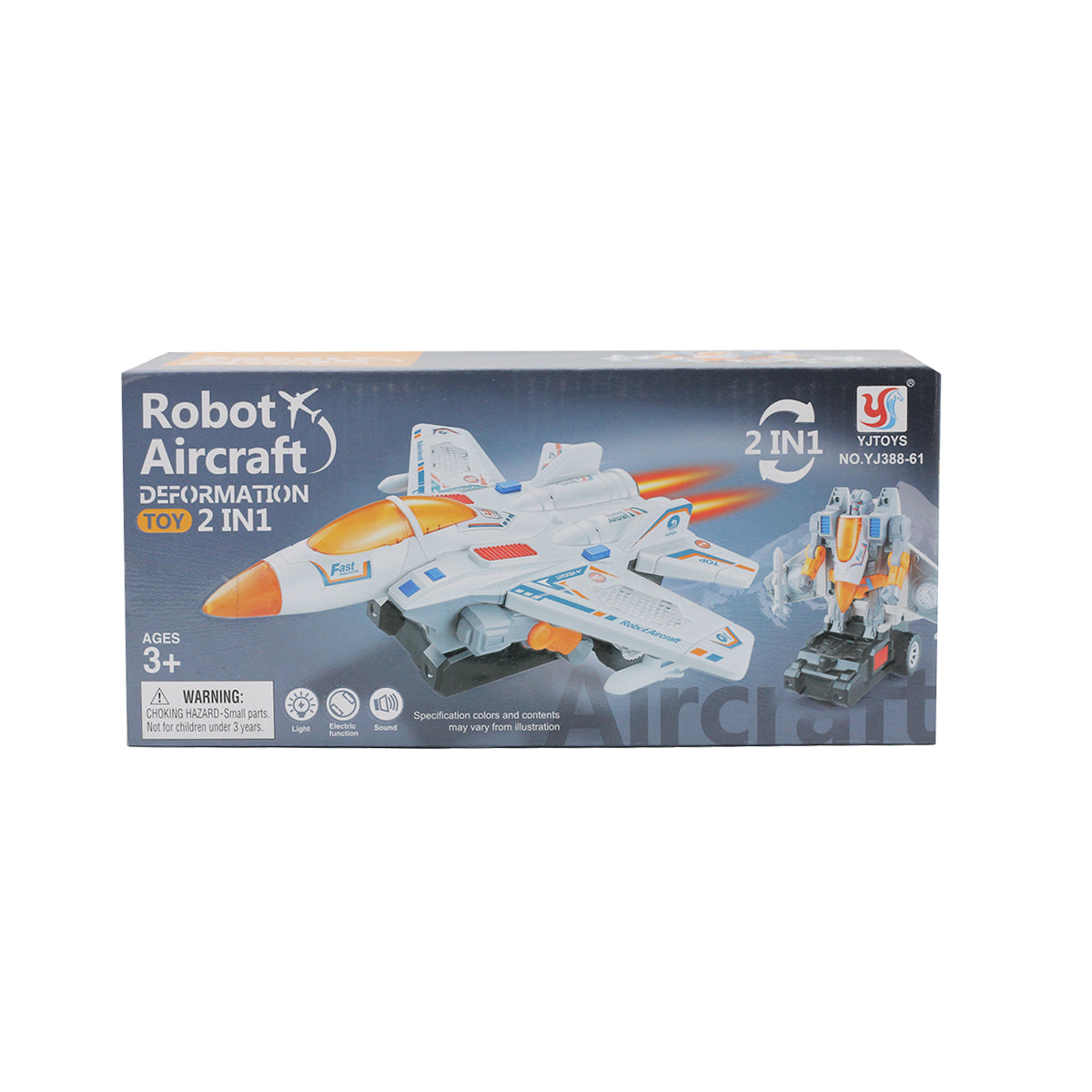 Robot 2 in 1 Transforming Aircraft Toy with 3D Light & Sound, Robot Toy for Kids, Robot Aircraft Deformation Toy